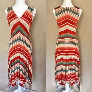 Ralph Lauren v neck stripe dress asymmetric hem